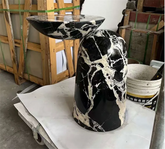 Unique Monolithic Stone Furniture Pingu X Side Coffee Table Nero Grand Antique Marble Sofa Side Table